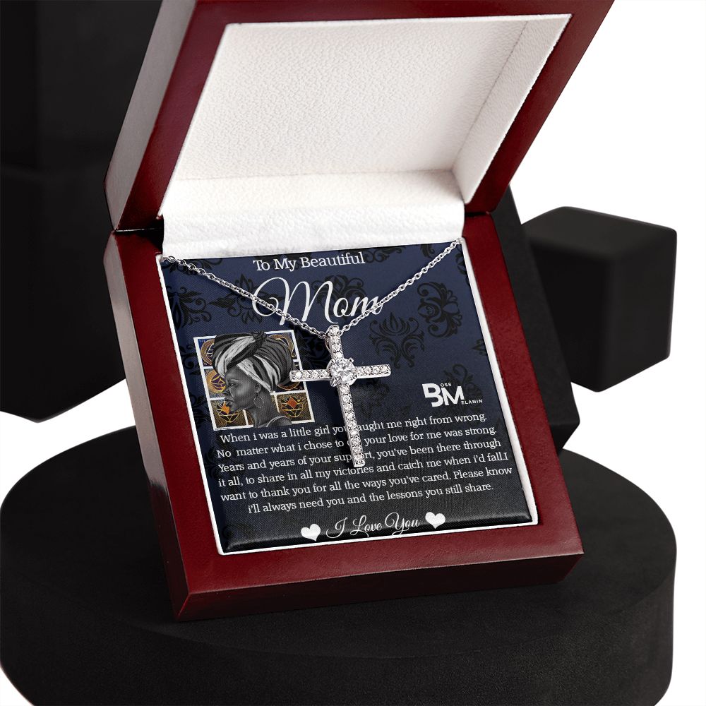 White gold dipped high quality crystal encrusted cross & chain for Beautiful