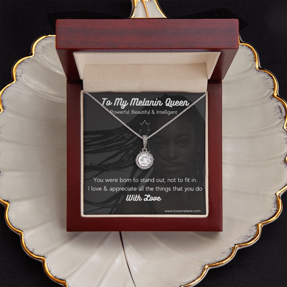 Best Melanin Queen Gift - White gold dipped high quality crystal encrusted Eternal hope pendant & necklace