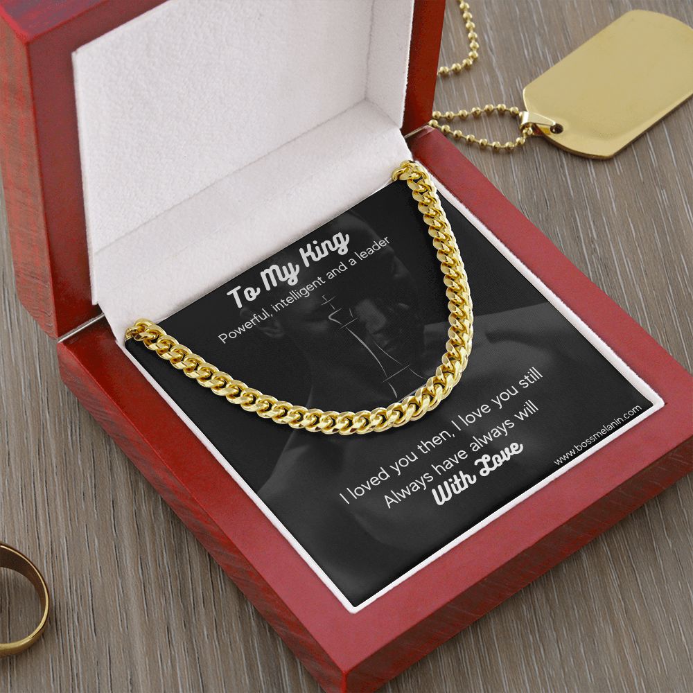 Black King Special Jewelry Gift - Cuban Link Chain, polished stainless steel. perfect gift for black men, black man Gift