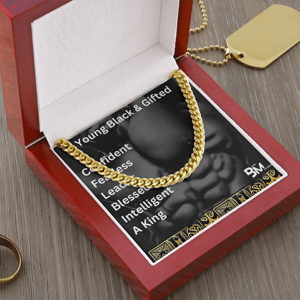 Young Gifted Black - Cuban Link Chain, polished stainless steel. perfect gift for black men, black man Gift - high quality stainless steel chain for, strong Black man,