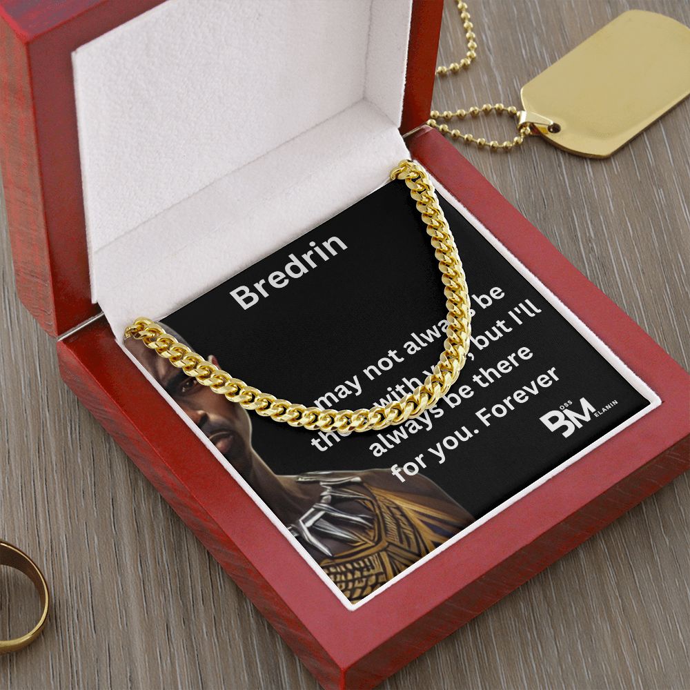 Bredrin - Cuban Link Chain, polished stainless steel. perfect gift for black men, black man Gift