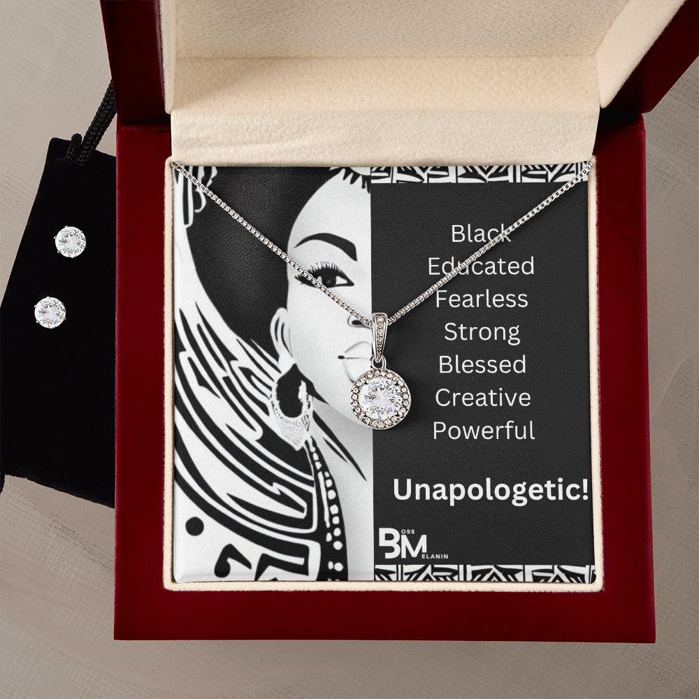 Eternal Hope Matching Neclace & earrings - Fearless,strong black woman perfect jewelry gift - White gold dipped high quality crystal encrusted Eternal hope pendant & Earrings & necklace & chain for Beautiful, strong Black Woman