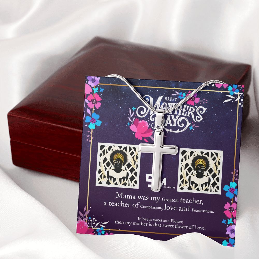 Black Mothers Day Stainless Steel Cross - To My Beautiful Black Mom,