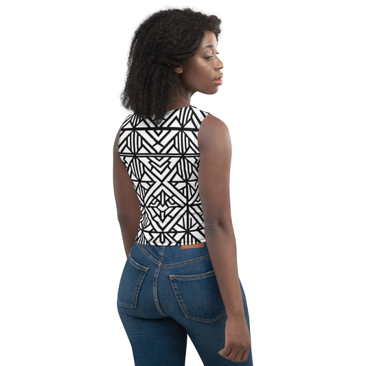 Black & White African Style Design Crop Top