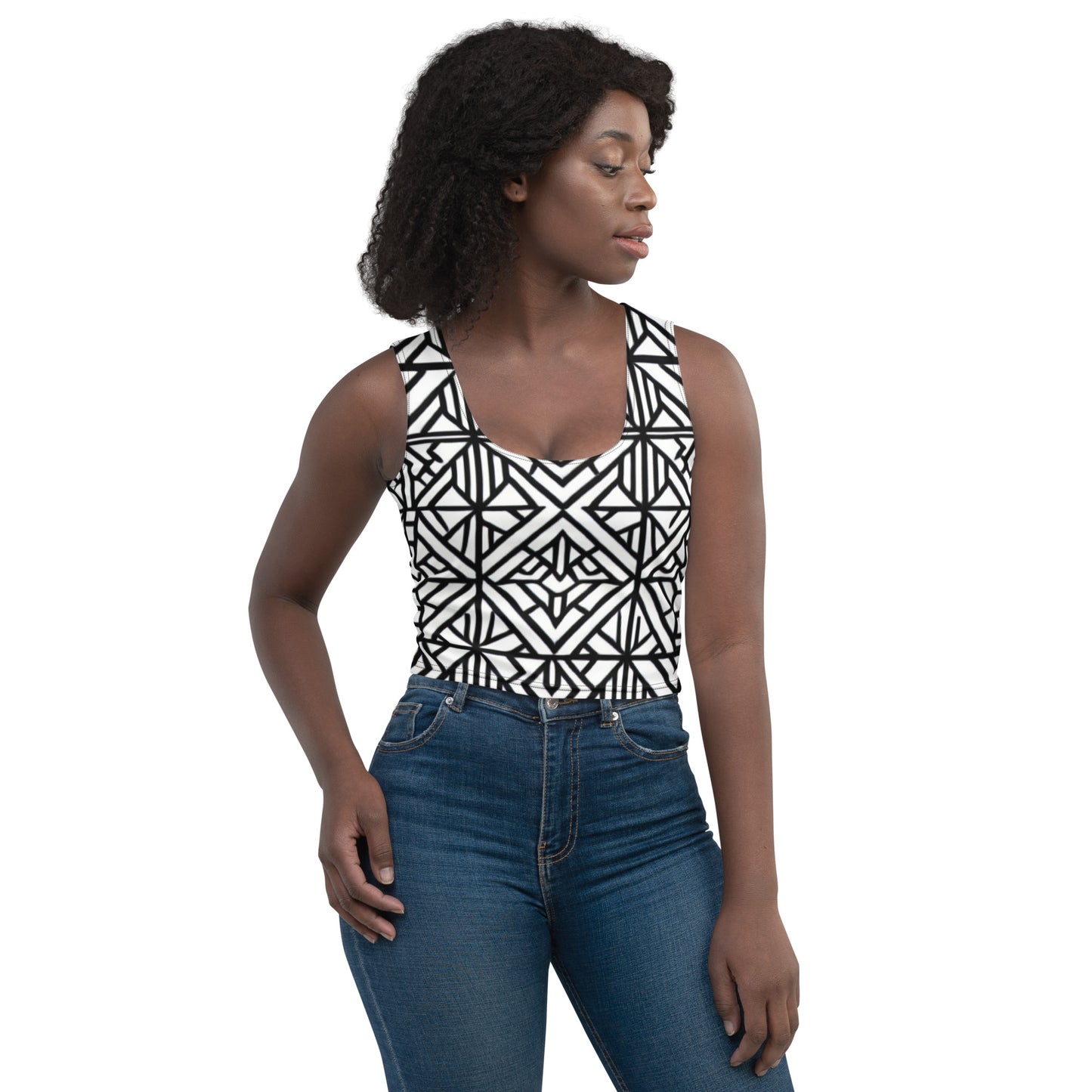 Black & White African Style Design Crop Top