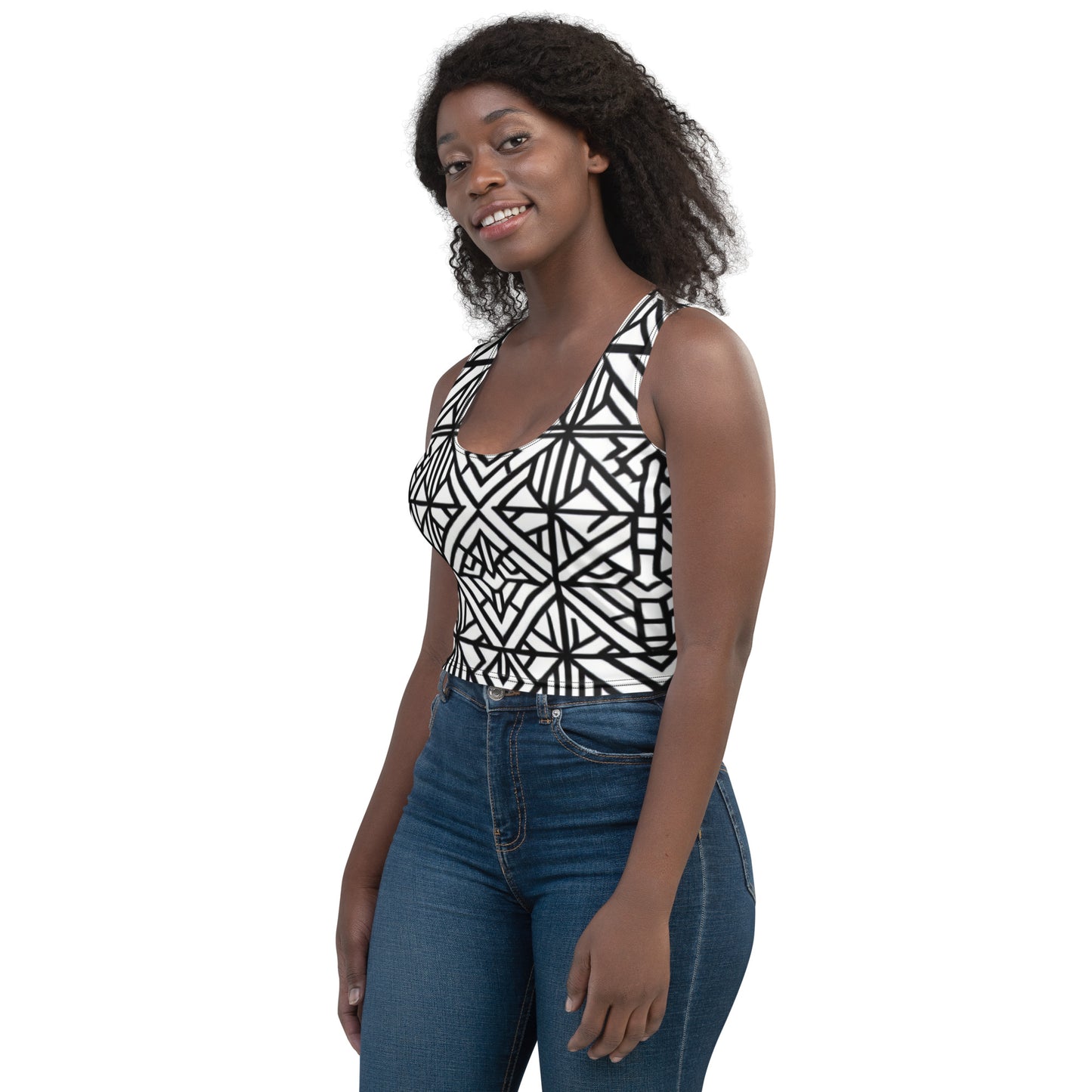 Black & White African Style Design Crop Top