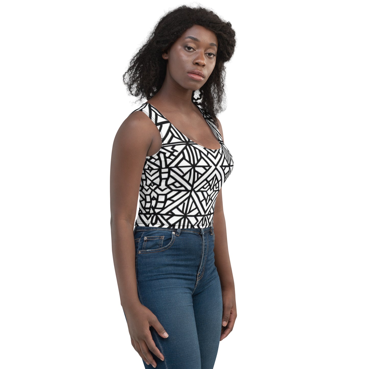 Black & White African Style Design Crop Top