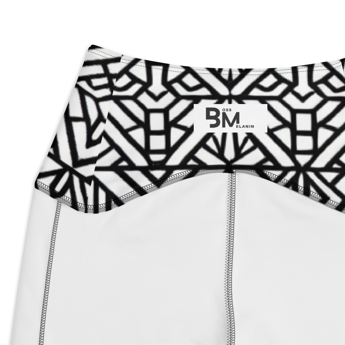 Black & White African Print Style leggins - Crossover leggings with pockets