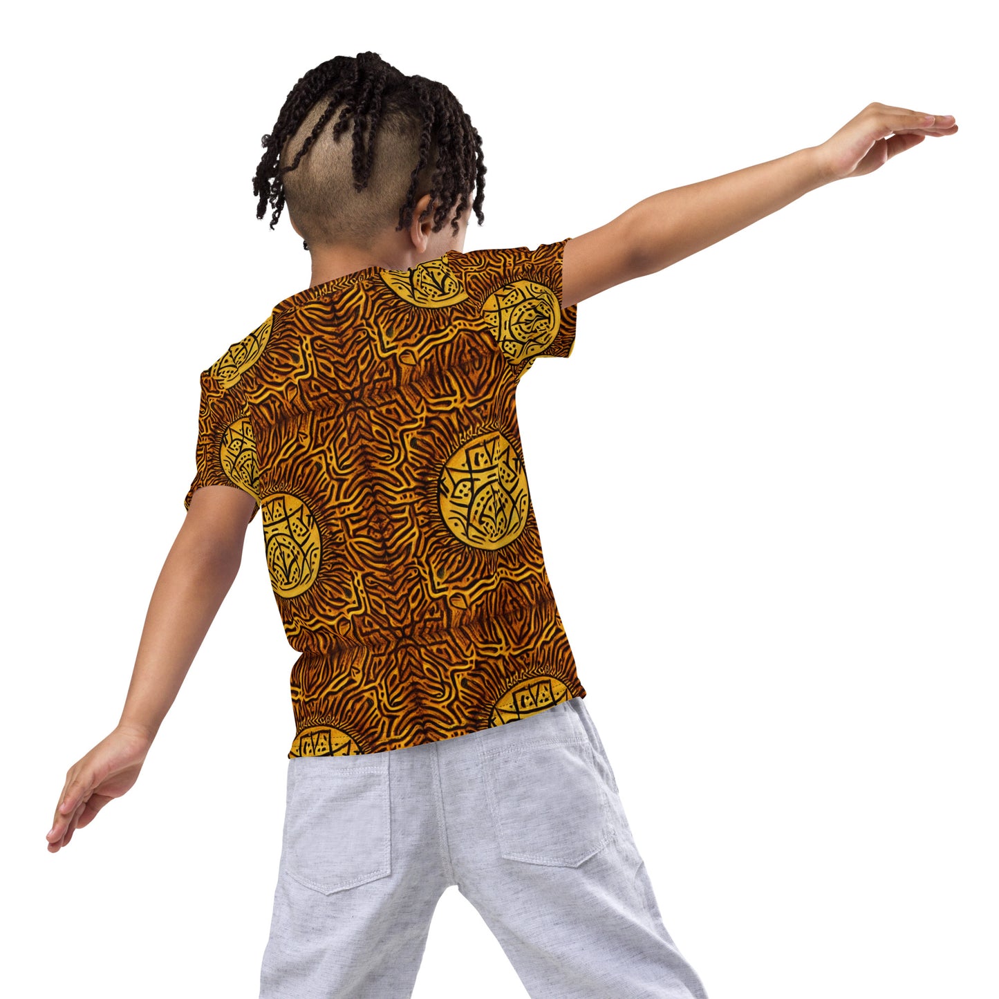 African Print Style Kids crew neck t-shirt