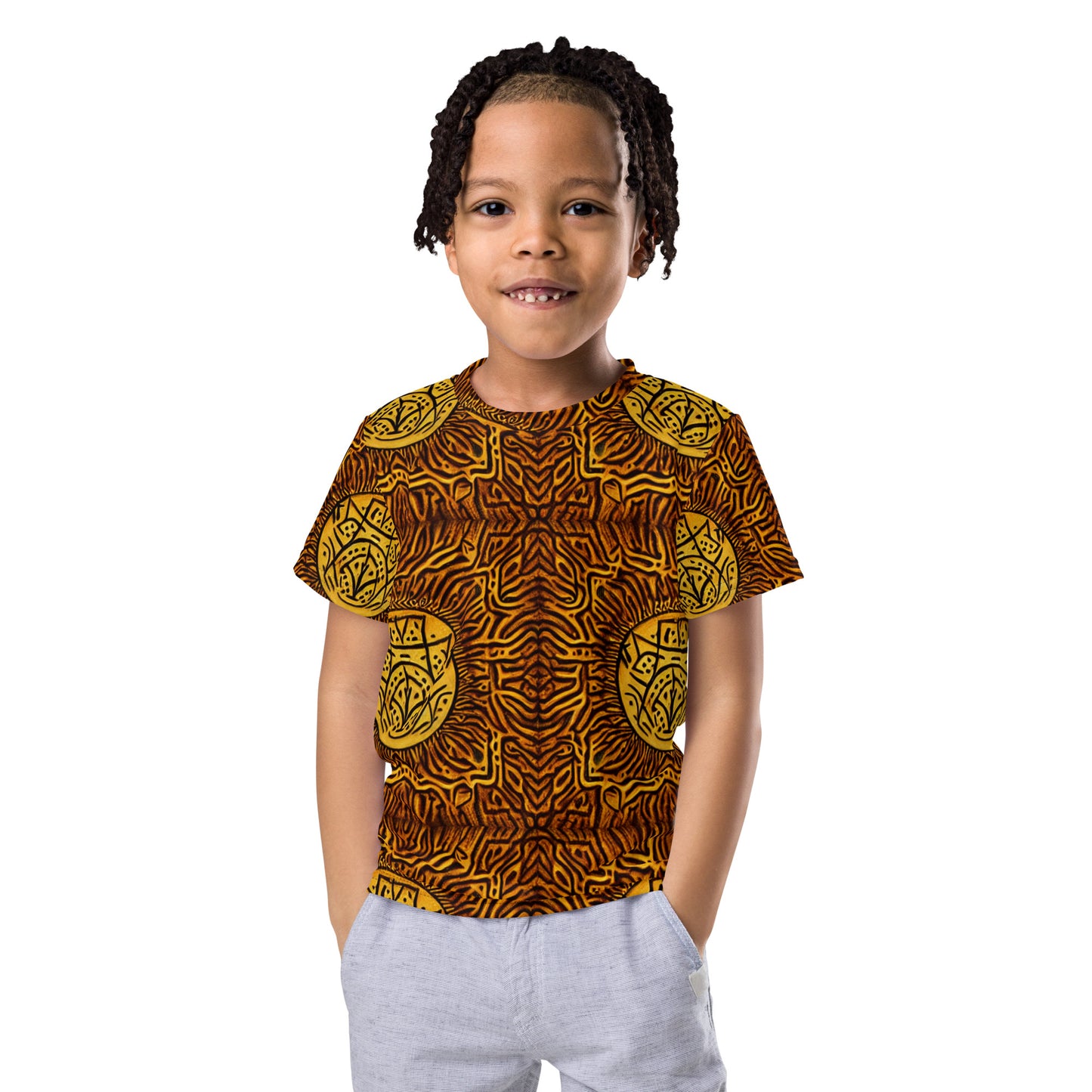 African Print Style Kids crew neck t-shirt