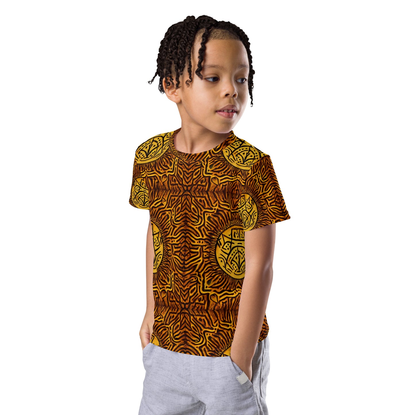 African Print Style Kids crew neck t-shirt