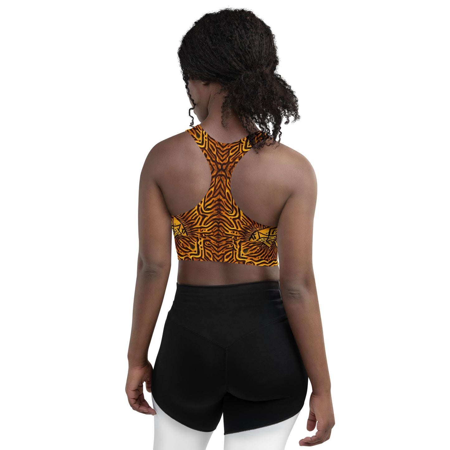 All-over African Print Longline sports bra