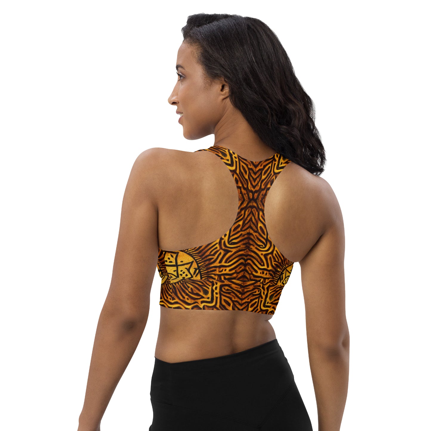 All-over African Print Longline sports bra