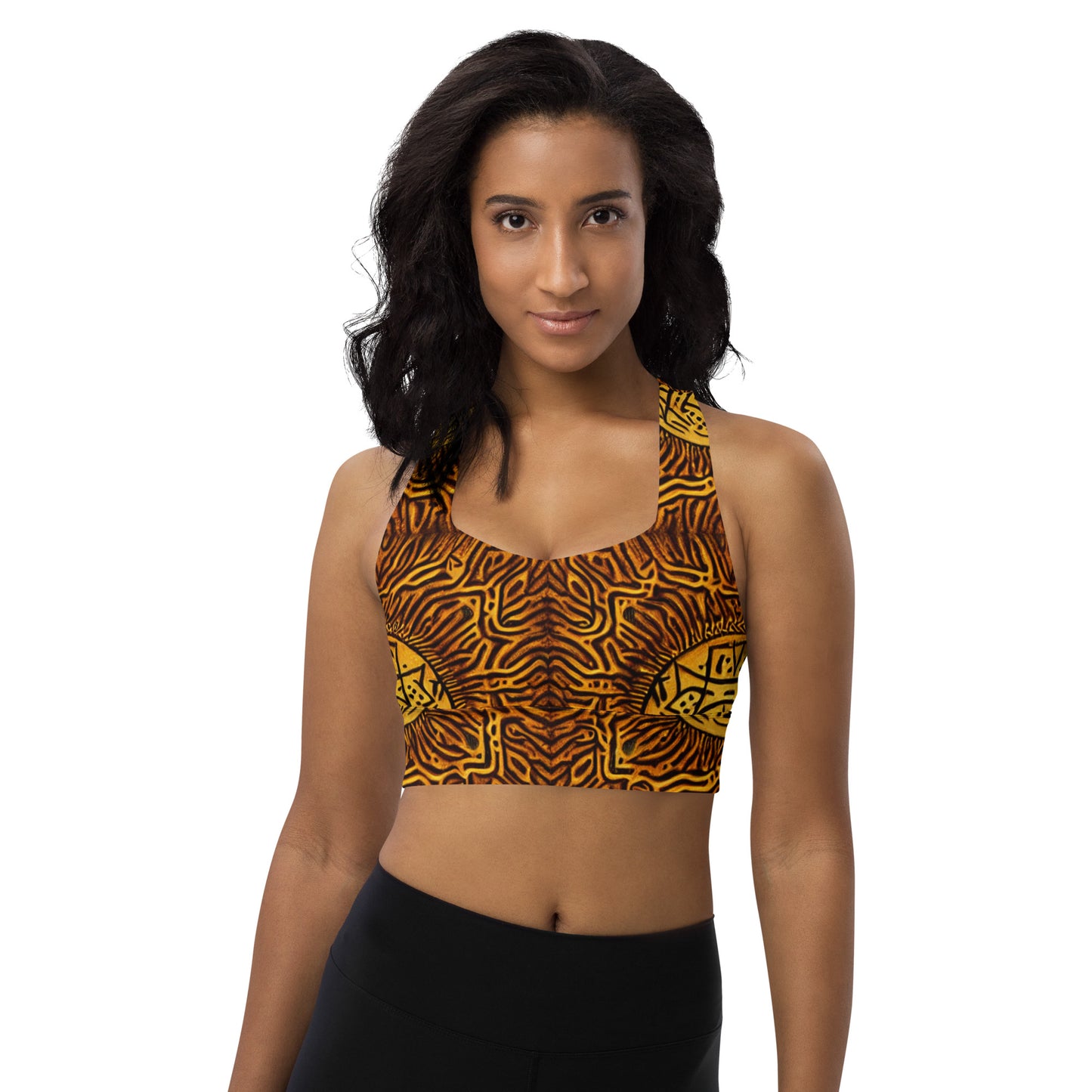 All-over African Print Longline sports bra