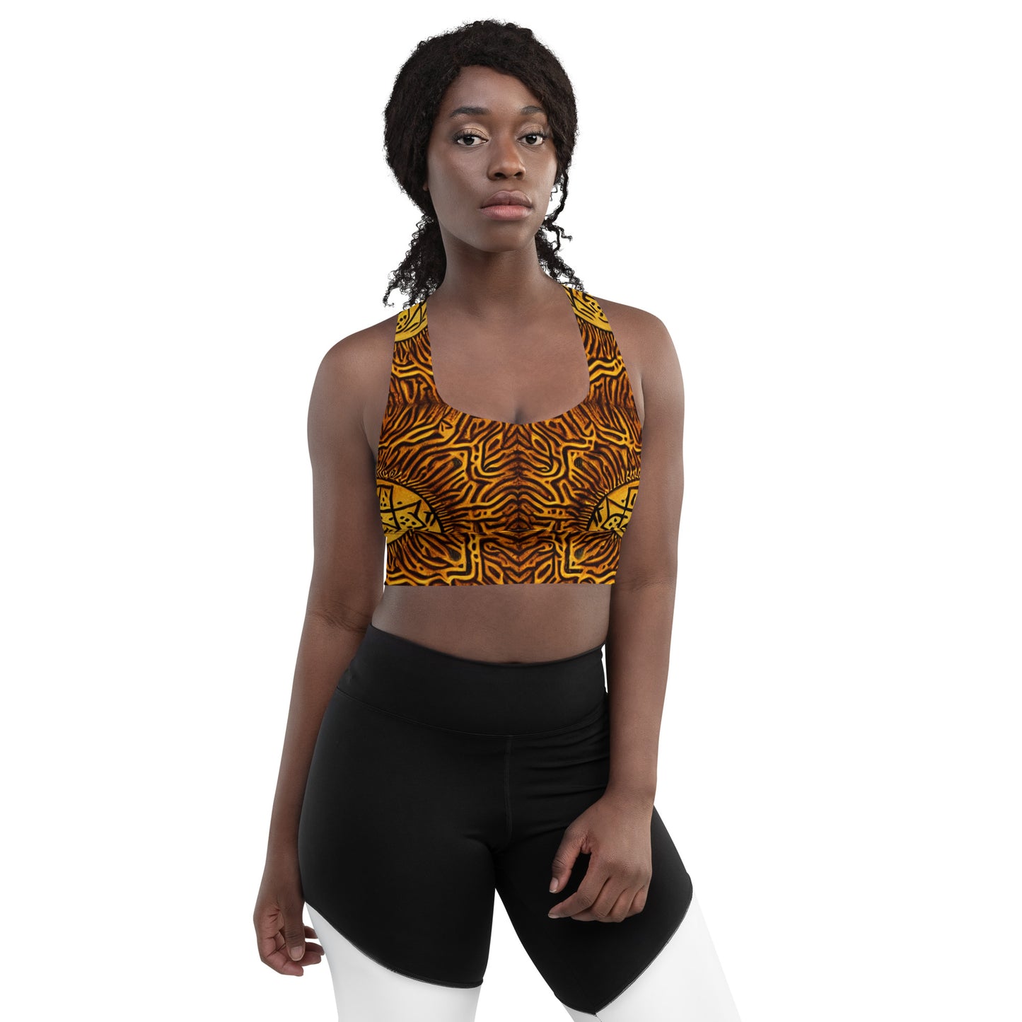 All-over African Print Longline sports bra