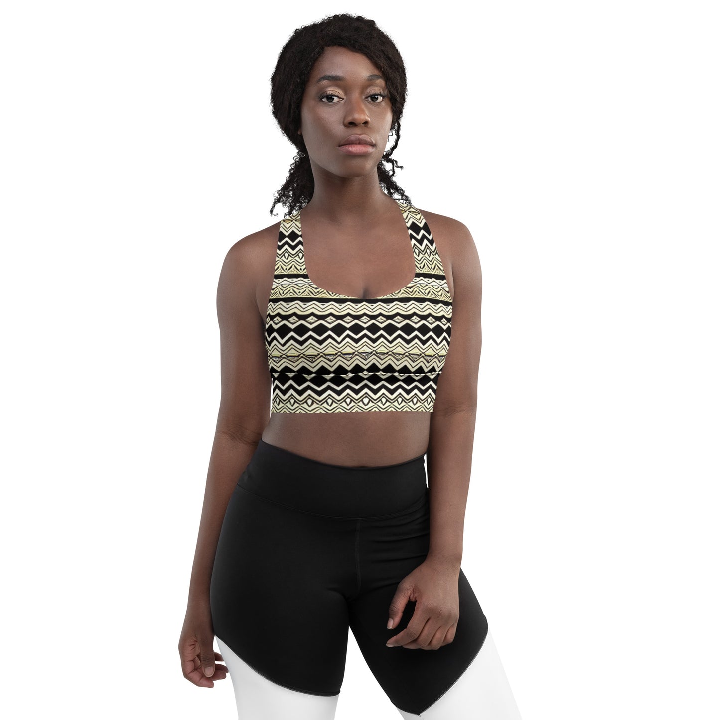 All-Over African Design Style for- Longline sports bra