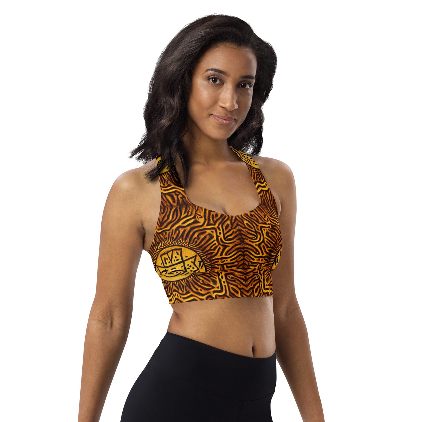 All-over African Print Longline sports bra