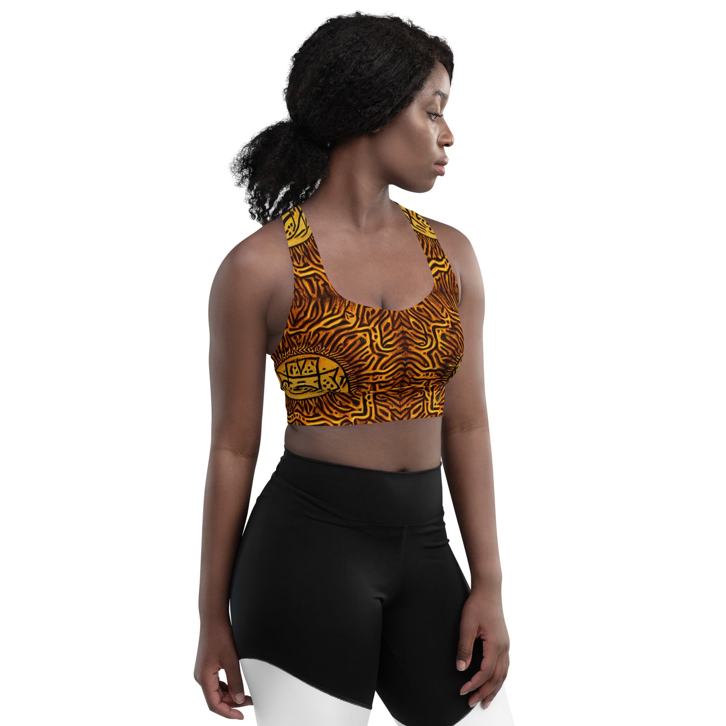 All-over African Print Styled Longline sports bra