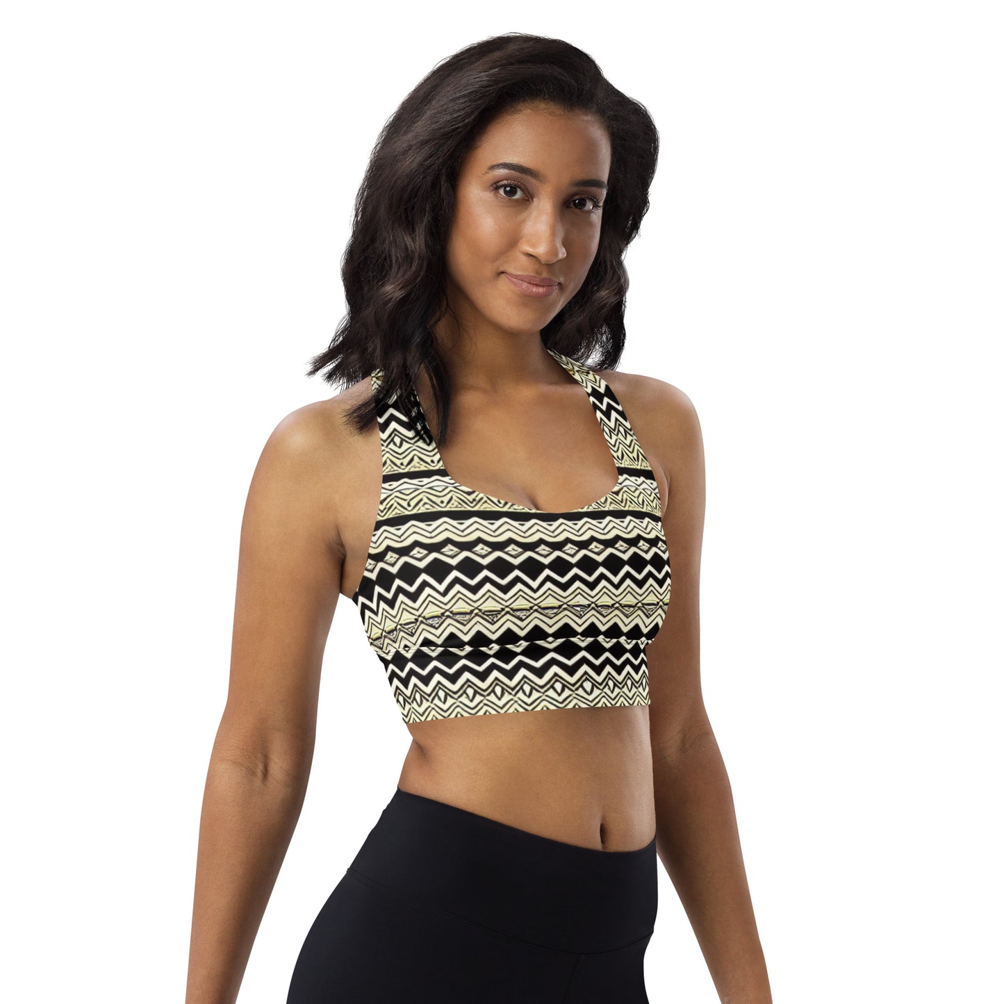 All-Over African Design Style for- Longline sports bra