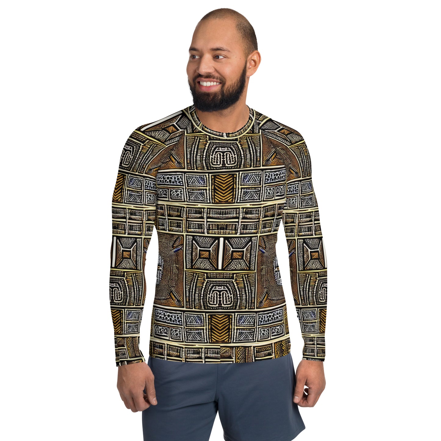 African Print Design Men's Rash Guard - By Boss Melanin