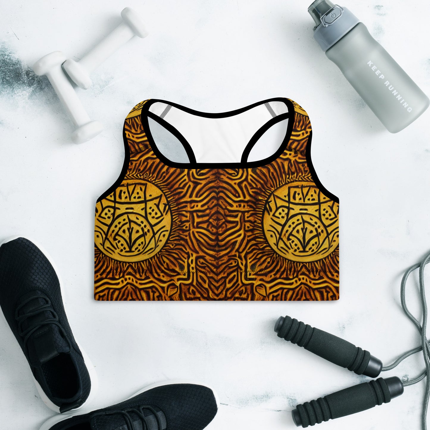 All-over African Print Design Padded Sports Bra