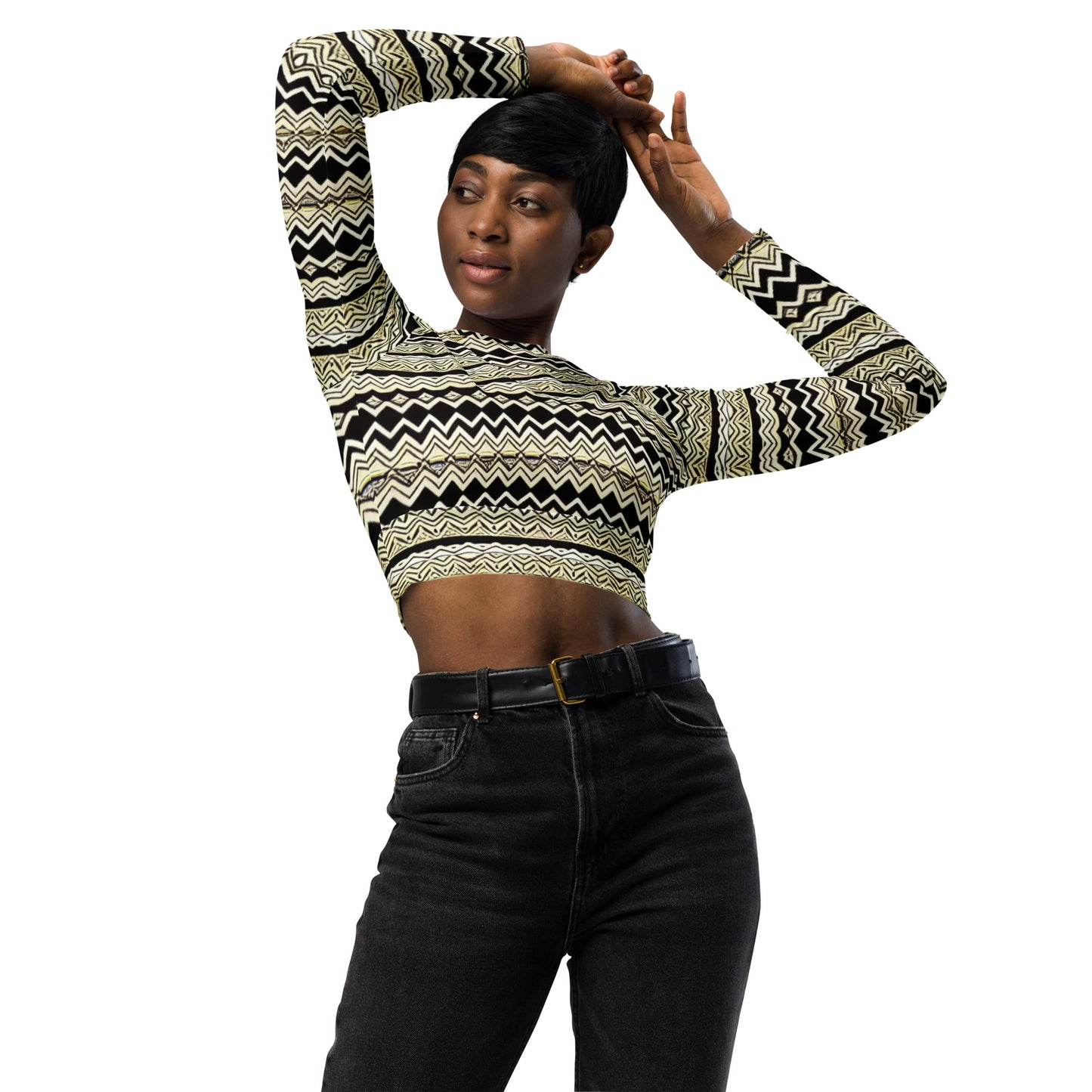 African Print Design special edition - Recycled long-sleeve crop top