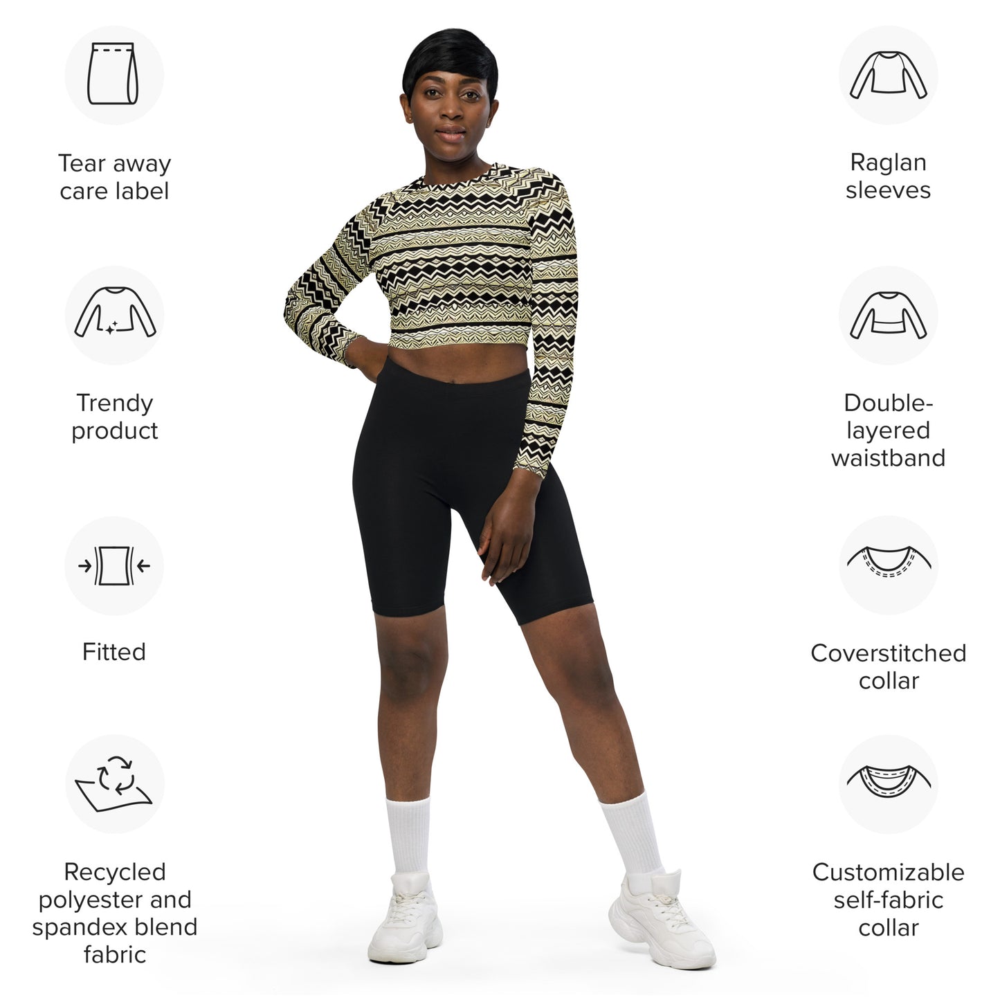 African Print Design special edition - Recycled long-sleeve crop top