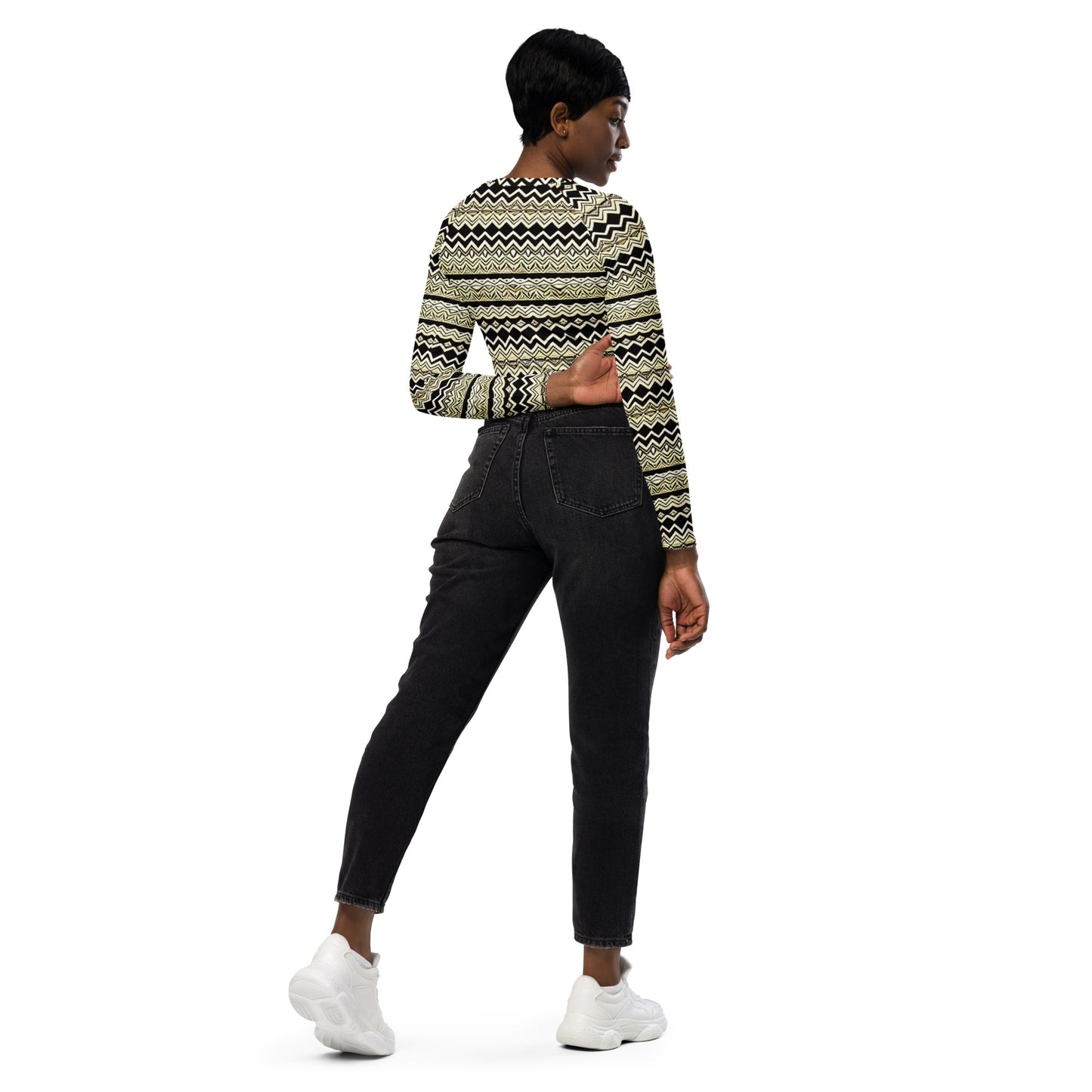 African Print Design special edition - Recycled long-sleeve crop top