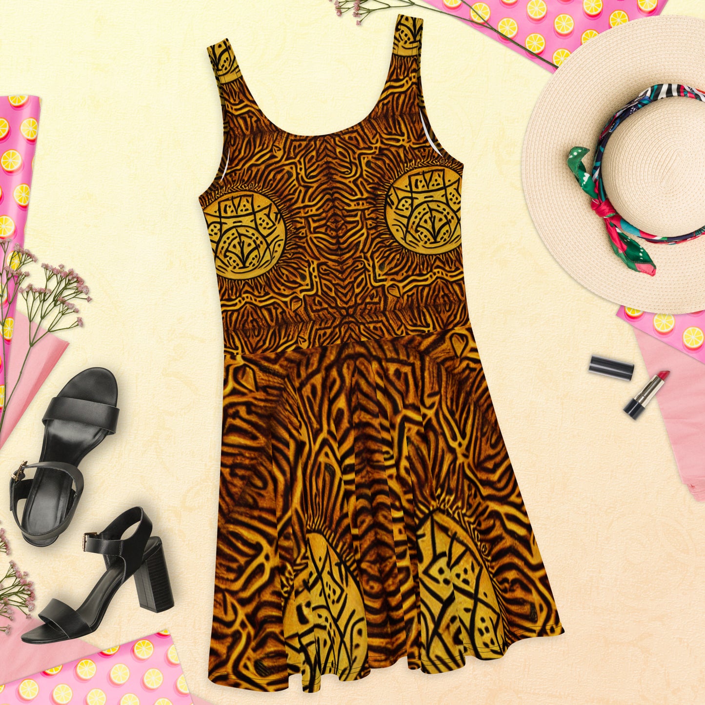 Unique African Print Skater Dress - By Boss Melanin