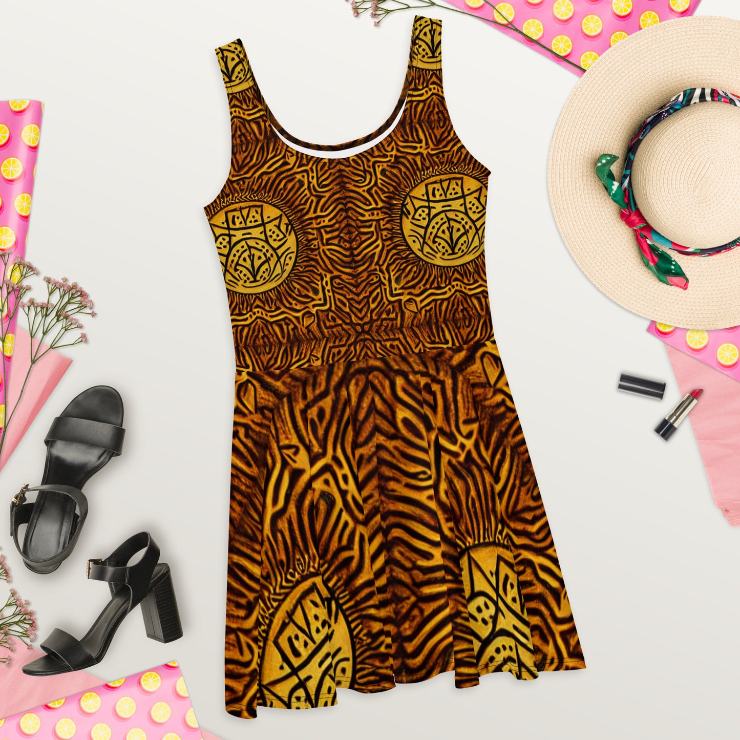 Unique African Print Skater Dress - By Boss Melanin