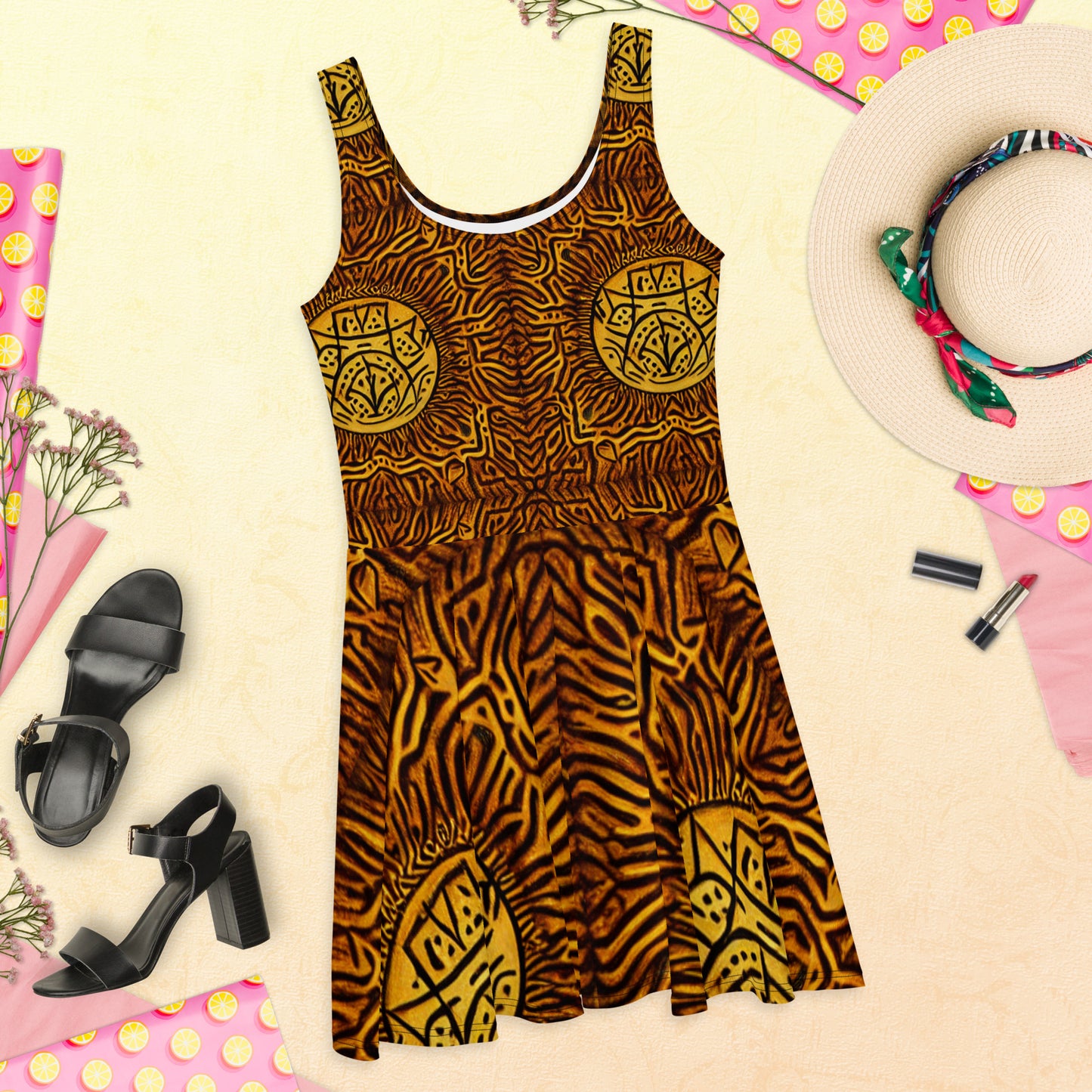 Unique African Print Skater Dress - By Boss Melanin