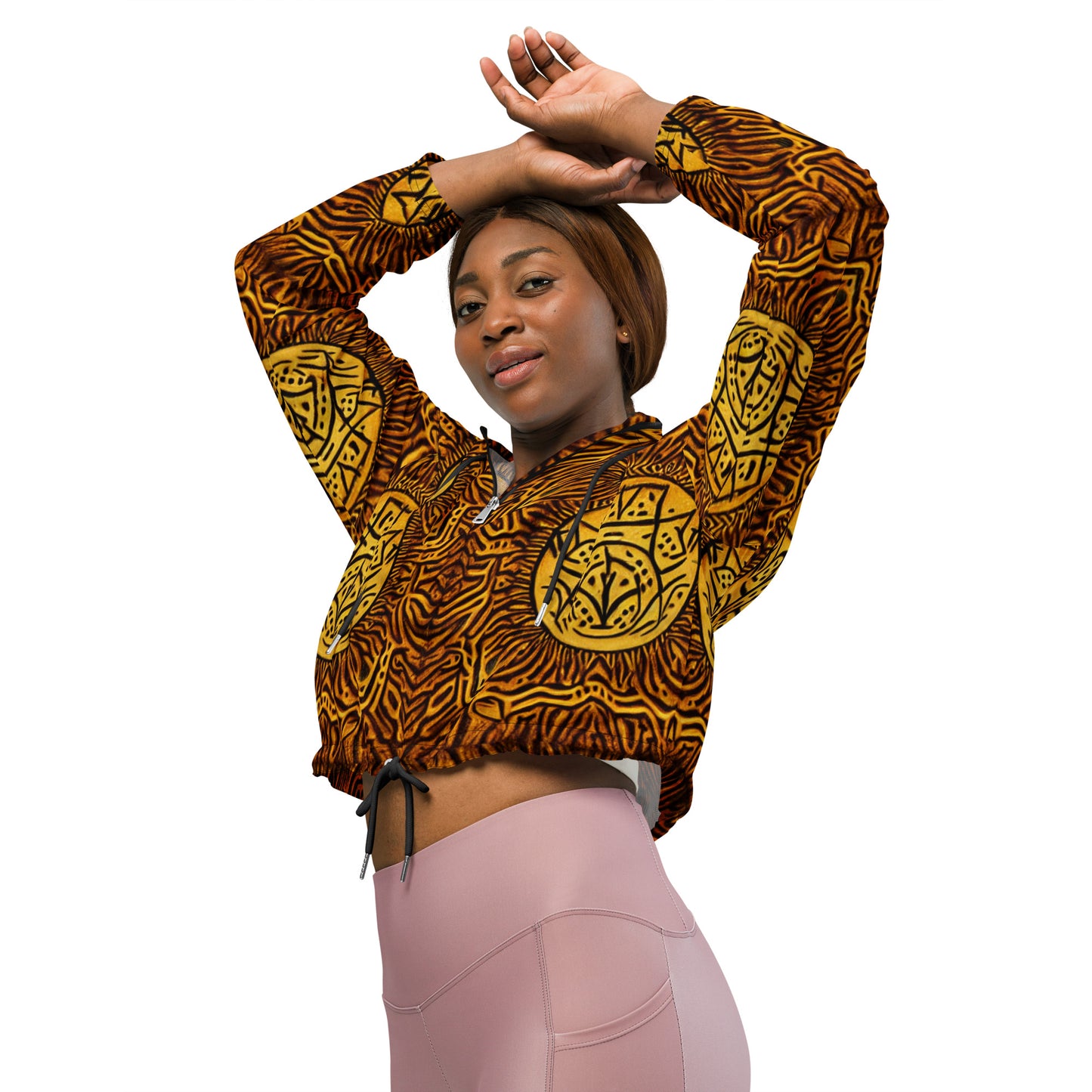 All-over African Print Style Women’s cropped windbreaker