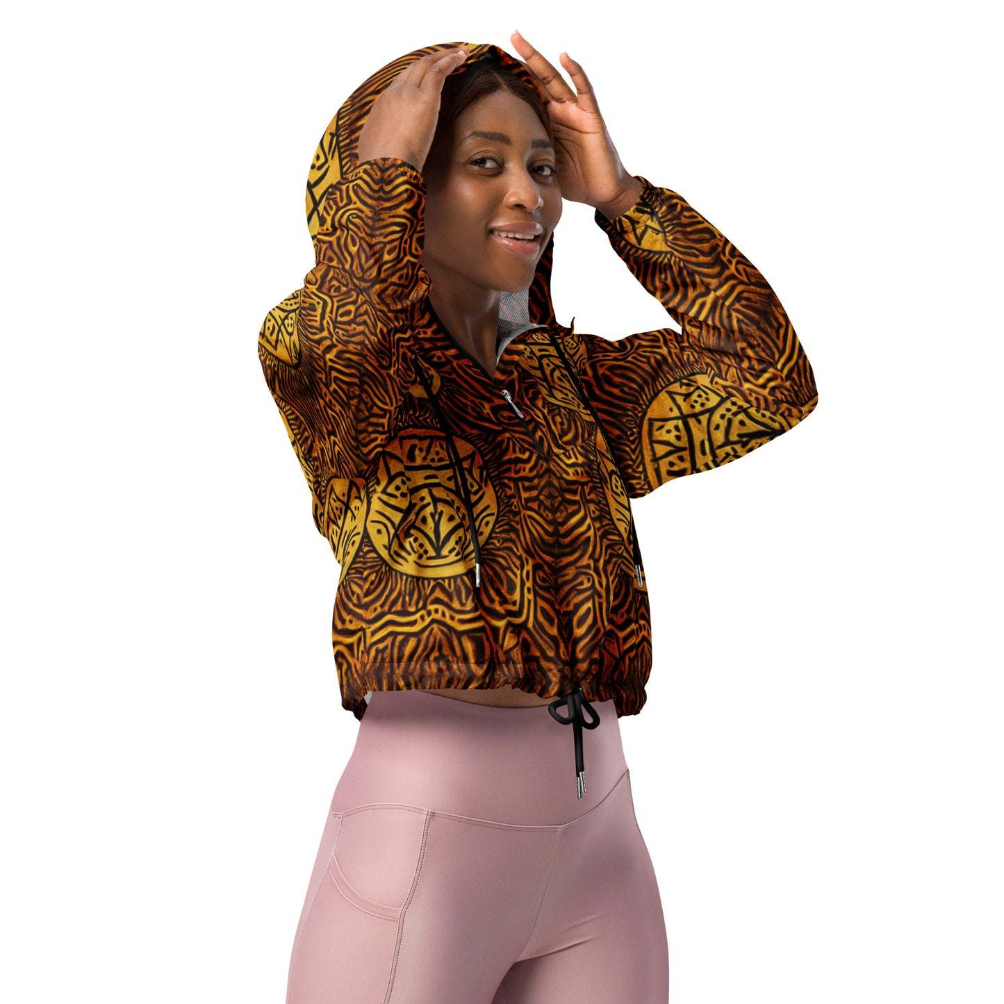 All-over African Print Style Women’s cropped windbreaker