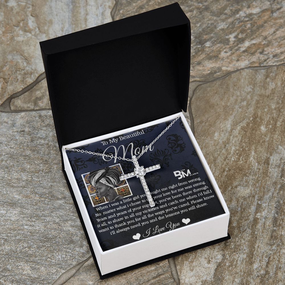 White gold dipped high quality crystal encrusted cross & chain for Beautiful