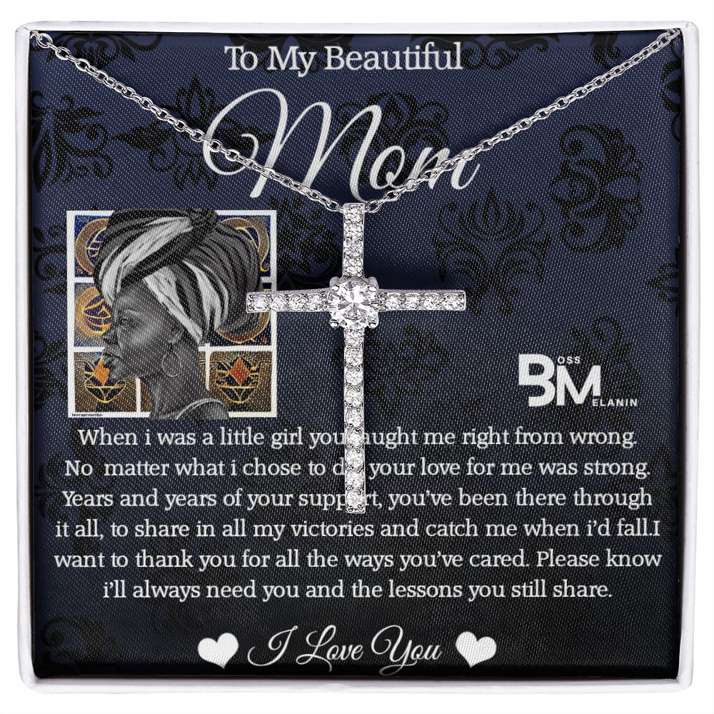 White gold dipped high quality crystal encrusted cross & chain for Beautiful