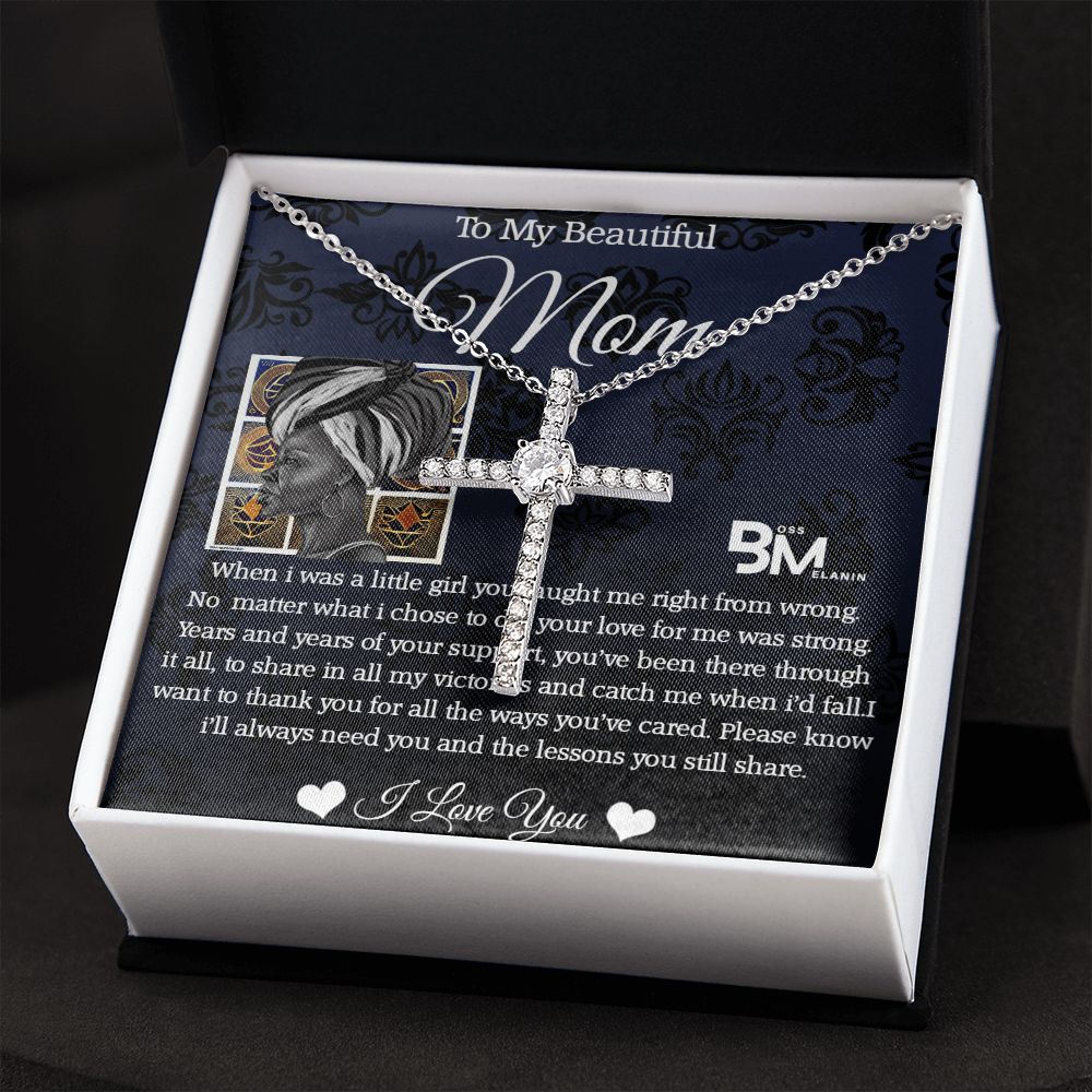 White gold dipped high quality crystal encrusted cross & chain for Beautiful