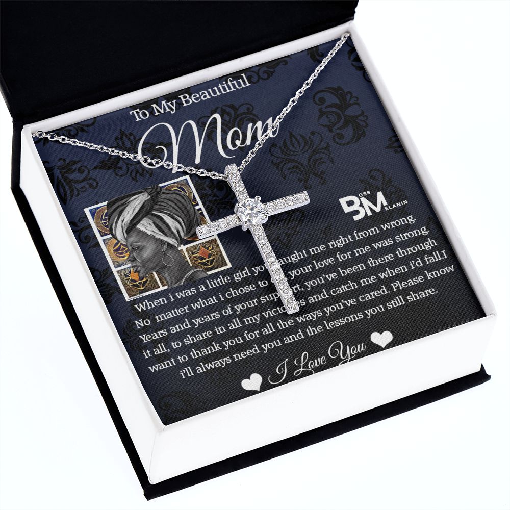 White gold dipped high quality crystal encrusted cross & chain for Beautiful