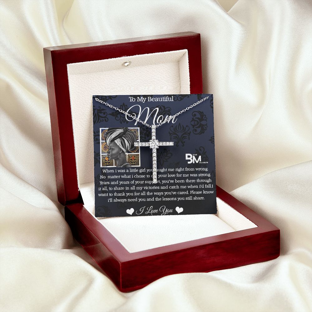 White gold dipped high quality crystal encrusted cross & chain for Beautiful