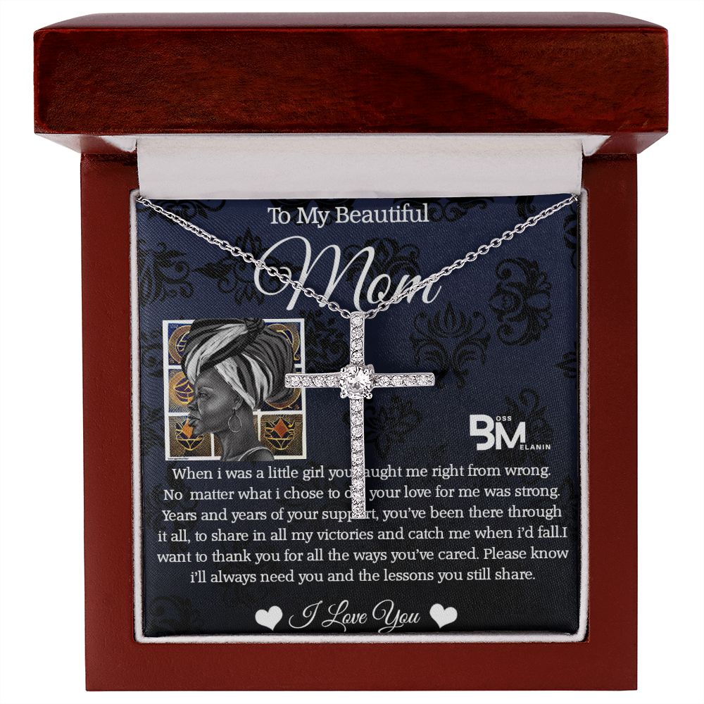 White gold dipped high quality crystal encrusted cross & chain for Beautiful