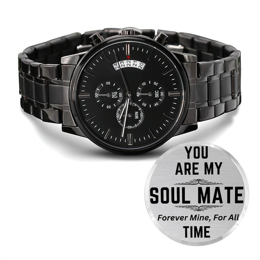 Special Soul Mate engraved watch - an engraved watch for valentines day gift, Birthdays, anniversaries and special occasion gifts, Engraved Watch for Men