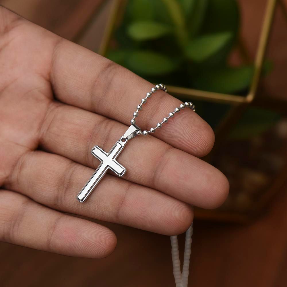 high quality stainless steel cross & chain for, strong Black man, Melanin Black man special stainless steel cross & Necklace with unique Gift card message