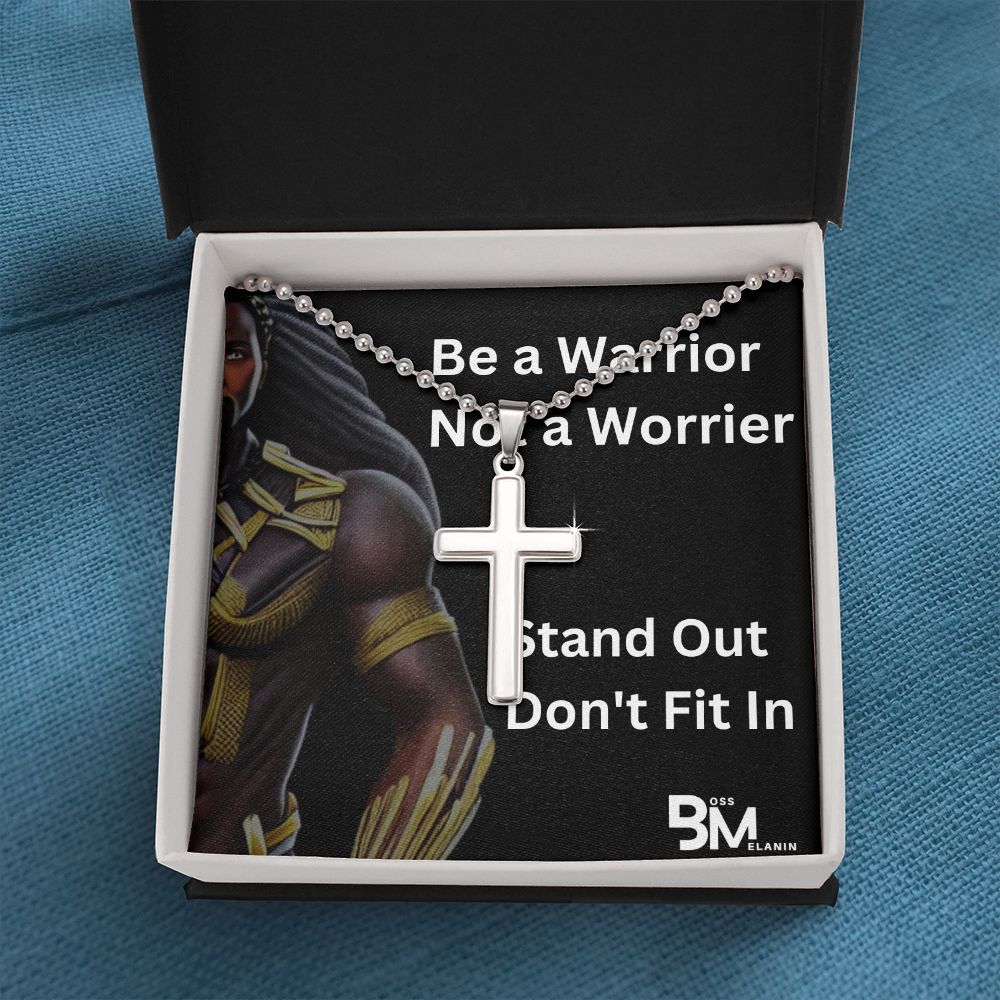 high quality stainless steel cross & chain for, strong Black man, Melanin Black man special stainless steel cross & Necklace with unique Gift card message