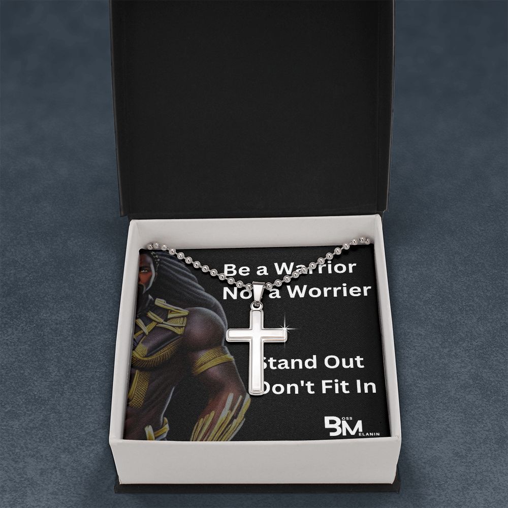 high quality stainless steel cross & chain for, strong Black man, Melanin Black man special stainless steel cross & Necklace with unique Gift card message
