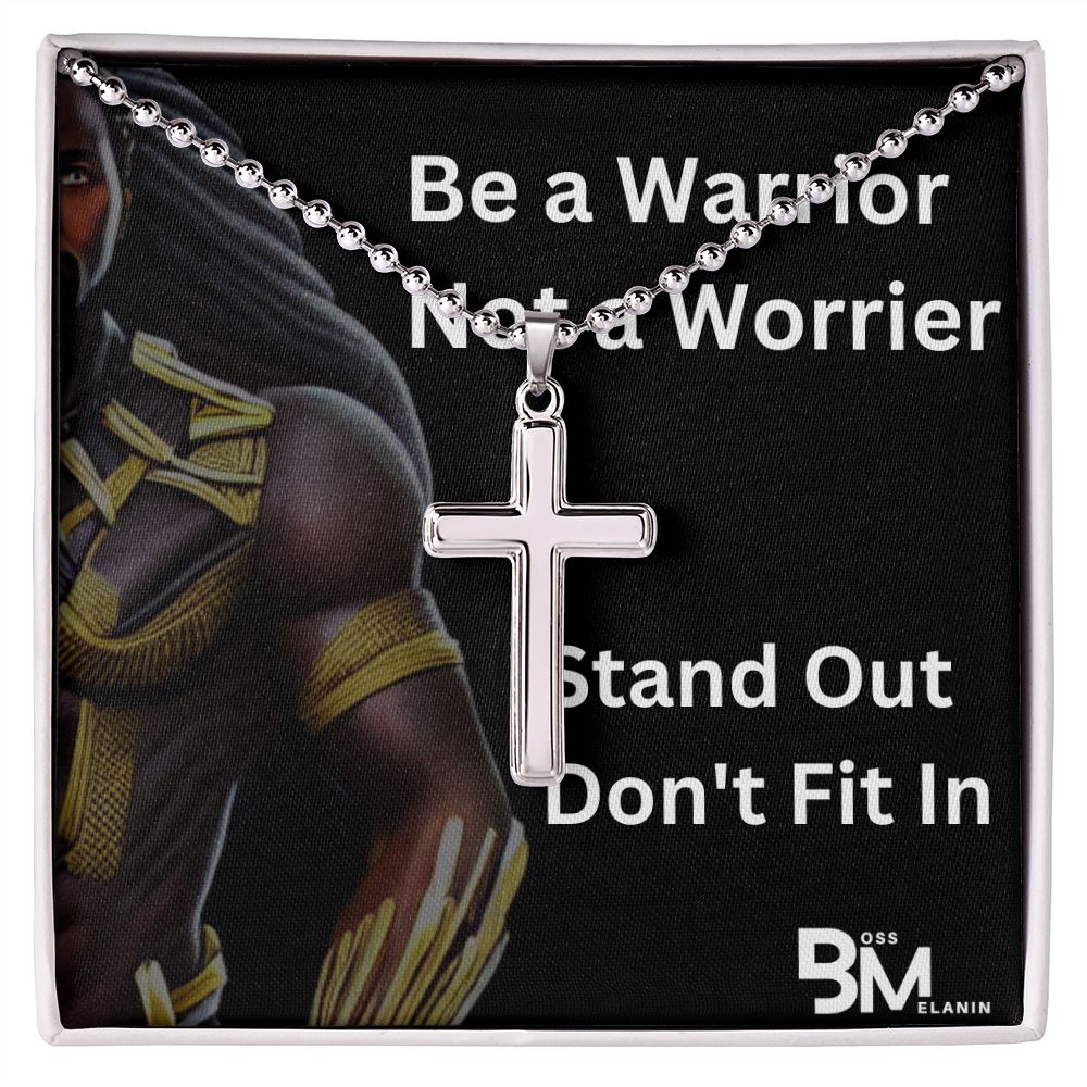 high quality stainless steel cross & chain for, strong Black man, Melanin Black man special stainless steel cross & Necklace with unique Gift card message