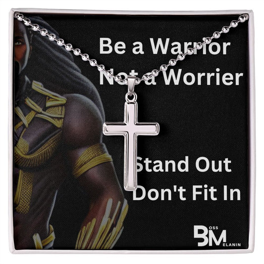 high quality stainless steel cross & chain for, strong Black man, Melanin Black man special stainless steel cross & Necklace with unique Gift card message