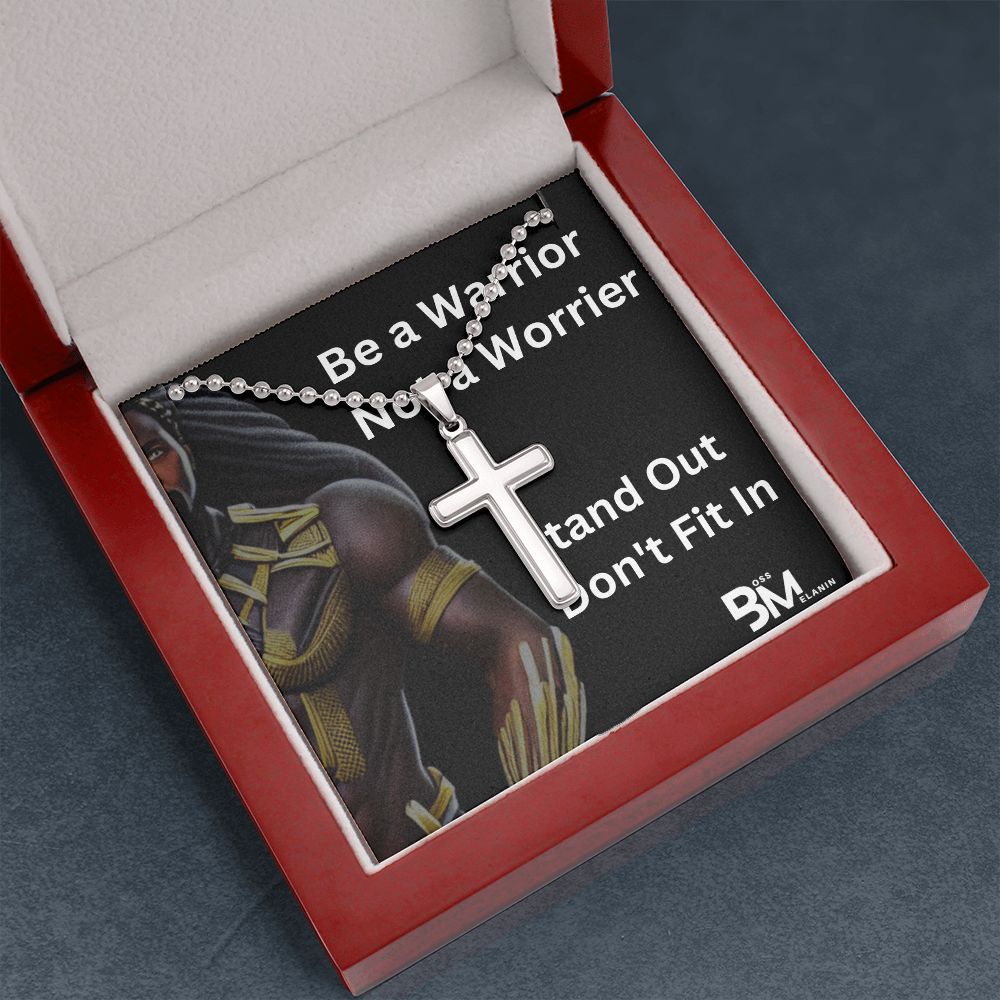 high quality stainless steel cross & chain for, strong Black man, Melanin Black man special stainless steel cross & Necklace with unique Gift card message