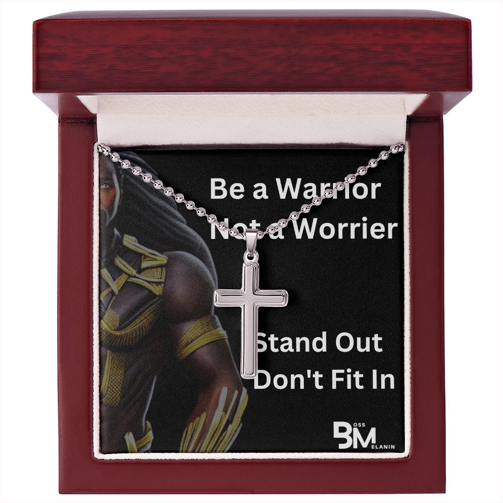 high quality stainless steel cross & chain for, strong Black man, Melanin Black man special stainless steel cross & Necklace with unique Gift card message