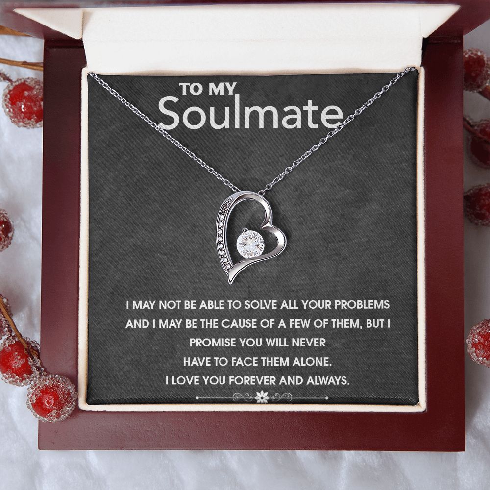 Soul Mate Woman Gift, Melanin Black Woman special Heart Shaped White Gold Plated Necklace with unique Gift card message