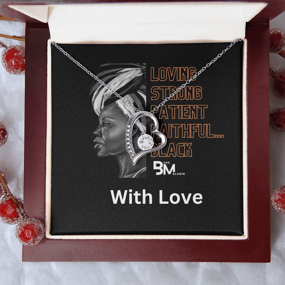 Beautiful, strong Black Woman, Melanin Black Woman special Heart Shaped White Gold Plated Necklace