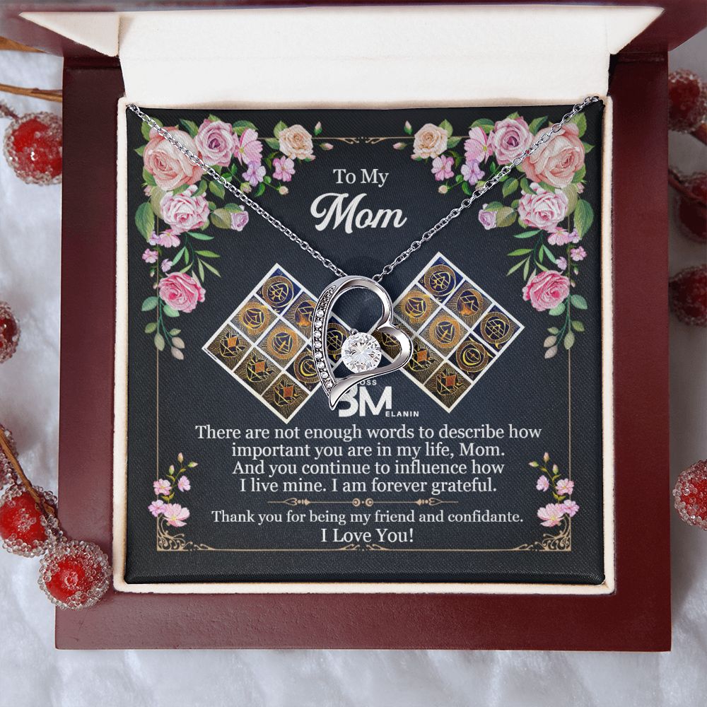 To My Beautiful Black Mom, Melanin Black Mother special Heart Shaped White Gold Plated Necklace